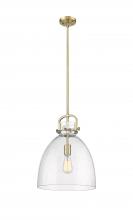  410-1SL-BB-G412-14SDY - Newton Bell - 1 Light - 14 inch - Brushed Brass - Pendant