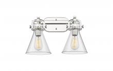  410-2W-PN-G411-7CL - Newton Cone - 2 Light - 17 inch - Polished Nickel - Bath Vanity Light