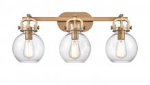 Innovations Lighting 410-3W-BB-7CL - Newton Sphere - 3 Light - 27 inch - Brushed Brass - Bath Vanity Light