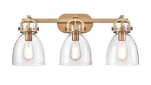 Innovations Lighting 410-3W-BB-G412-7CL - Newton Bell - 3 Light - 27 inch - Brushed Brass - Bath Vanity Light