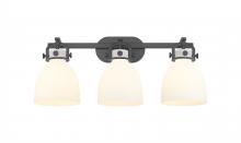 Innovations Lighting 410-3W-BK-G412-7WH - Newton Bell - 3 Light - 27 inch - Matte Black - Bath Vanity Light