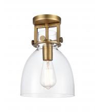  411-1F-BB-G412-8CL - Newton Bell - 1 Light - 8 inch - Brushed Brass - Flush Mount