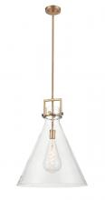  411-1S-BB-18CL - Newton Cone - 1 Light - 18 inch - Brushed Brass - Cord hung - Pendant