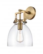  411-1W-BB-G412-8CL - Newton Bell - 1 Light - 8 inch - Brushed Brass - Sconce