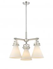 Innovations Lighting 411-3CR-PN-G411-7WH - Newton Cone - 3 Light - 21 inch - Polished Nickel - Pendant