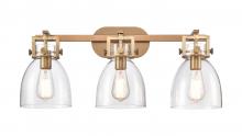 Innovations Lighting 411-3W-BB-G412-7CL - Newton Bell - 3 Light - 27 inch - Brushed Brass - Bath Vanity Light