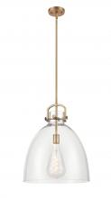 Innovations Lighting 412-1S-BB-16CL - Newton Bell - 1 Light - 16 inch - Brushed Brass - Cord hung - Pendant