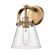  423-1W-BB-G411-6CL - Pilaster II Cone - 1 Light - 7 inch - Brushed Brass - Sconce