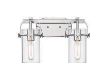  423-2W-PC-G423-7CL - Pilaster II Cylinder - 2 Light - 15 inch - Polished Chrome - Bath Vanity Light