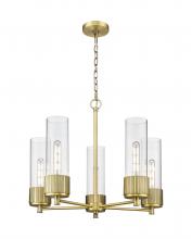  428-5CR-BB-G428-12CL - Bolivar - 5 Light - 25 inch - Brushed Brass - Chain Hung - Chandelier