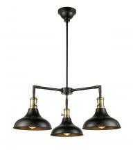  443SW-3CR-BAB-M15BK-LED - Metro - 3 Light - 30 inch - Black Antique Brass - Cord hung - Chandelier