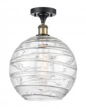  516-1C-BAB-G1213-12 - Athens Deco Swirl - 1 Light - 12 inch - Black Antique Brass - Semi-Flush Mount