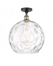  516-1C-BAB-G1215-14 - Athens Water Glass - 1 Light - 13 inch - Black Antique Brass - Semi-Flush Mount