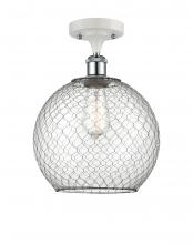  516-1C-WPC-G122-10CBK - Farmhouse Chicken Wire - 1 Light - 10 inch - White Polished Chrome - Semi-Flush Mount