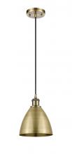  516-1P-AB-MBD-75-AB-LED - Bristol - 1 Light - 8 inch - Antique Brass - Cord hung - Mini Pendant