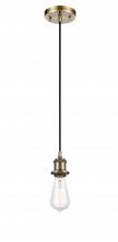  516-1P-AB - Bare Bulb - 1 Light - 5 inch - Antique Brass - Cord hung - Mini Pendant