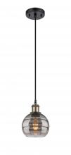 516-1P-BAB-G556-6SM - Rochester - 1 Light - 6 inch - Black Antique Brass - Cord hung - Mini Pendant