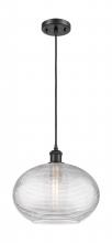  516-1P-BK-G555-12CL - Ithaca - 1 Light - 12 inch - Matte Black - Cord hung - Mini Pendant