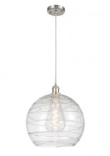  516-1P-SN-G1213-14-LED - Athens Deco Swirl - 1 Light - 14 inch - Brushed Satin Nickel - Cord hung - Pendant