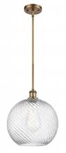  516-1S-BB-G1214-12-LED - Athens Twisted Swirl - 1 Light - 12 inch - Brushed Brass - Mini Pendant