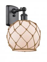  516-1W-BK-G121-8RB - Farmhouse Rope - 1 Light - 8 inch - Matte Black - Sconce