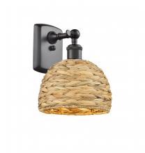  516-1W-OB-RBD-8-NAT - Woven Rattan - 1 Light - 8 inch - Oil Rubbed Bronze - Sconce