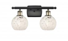  516-2W-BAB-G1216-6WM - White Mouchette - 2 Light - 16 inch - Black Antique Brass - Bath Vanity Light
