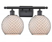  516-2W-BK-G121-8CBK - Farmhouse Chicken Wire - 2 Light - 18 inch - Matte Black - Bath Vanity Light