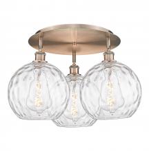 Innovations Lighting 516-3C-AC-G1215-10 - Athens Water Glass - 3 Light - 22 inch - Antique Copper - Flush Mount
