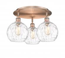Innovations Lighting 516-3C-AC-G1215-8 - Athens Water Glass - 3 Light - 20 inch - Antique Copper - Flush Mount