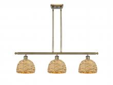 Innovations Lighting 516-3I-AB-RBD-8-NAT - Woven Rattan - 3 Light - 36 inch - Antique Brass - Multi Pendant