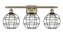  516-3W-AB-CE-8-BK - Lake Placid - 3 Light - 28 inch - Antique Brass - Bath Vanity Light