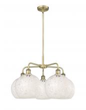  516-5CR-AB-G1216-10WM - White Mouchette - 5 Light - 28 inch - Antique Brass - Chandelier