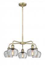  516-5CR-AB-G92 - Fenton - 5 Light - 25 inch - Antique Brass - Chandelier