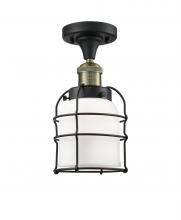  517-1CH-BAB-G51-CE - Bell Cage - 1 Light - 5 inch - Black Antique Brass - Semi-Flush Mount