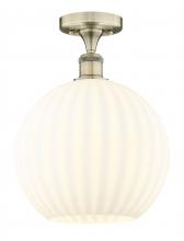  616-1F-AB-G1217-12WV - White Venetian - 1 Light - 12 inch - Antique Brass - Semi-Flush Mount