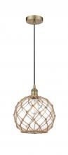 Innovations Lighting 616-1P-AB-G122-10RB - Farmhouse Rope - 1 Light - 10 inch - Antique Brass - Cord hung - Mini Pendant