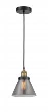  616-1PH-BAB-G43 - Cone - 1 Light - 8 inch - Black Antique Brass - Cord hung - Mini Pendant