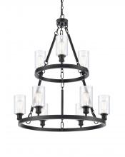  8203-BK-G802 - Clymer - 9 Light - 30 inch - Matte Black - Chain Hung - Chandelier