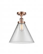  916-1C-AC-G42-L - Cone - 1 Light - 12 inch - Antique Copper - Semi-Flush Mount