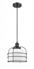  916-1P-BK-G71-CE-LED - Bell Cage - 1 Light - 8 inch - Matte Black - Cord hung - Mini Pendant