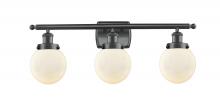  916-3W-BK-G201-6 - Beacon - 3 Light - 26 inch - Matte Black - Bath Vanity Light