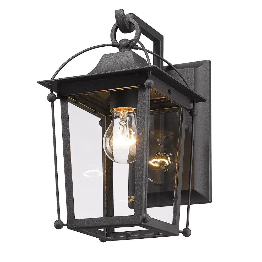 Brigham Outdoor Medium Wall Sconce in Natural Black with Clear Glass Shade