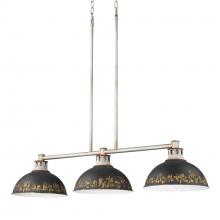  0865-3LP AGV-ABI - Kinsley Linear Pendant in Aged Galvanized Steel with Antique Black Iron Shade