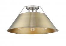  3306-3FM PW-AB - Orwell PW 3 Light Flush Mount in Pewter with Aged Brass shade