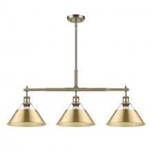  3306-LP AB-BCB - Orwell AB 3 Light Linear Pendant in Aged Brass with Brushed Champagne Bronze shades