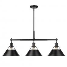  3306-LP BLK-BLK - Orwell BLK 3 Light Linear Pendant in Matte Black with Matte Black shades