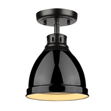 Golden 3602-FM BLK-BK - Duncan Flush Mount in Matte Black with a Black Shade