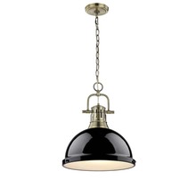  3602-L AB-BK - Duncan 1 Light Pendant with Chain