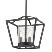  4309-M3 BLK-BLK-SD - Mercer Mini Chandelier in Matte Black with Matte Black accents and Seeded Glass